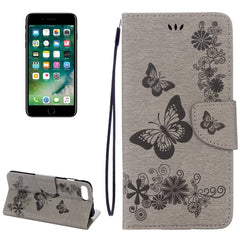 For iPhone 8 Plus & 7 Plus   Butterflies Embossing Horizontal Flip Leather Case with Holder & Card Slots & Wallet & Lanyard, For 8P & 7P