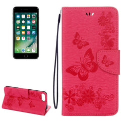 For iPhone 8 Plus & 7 Plus   Butterflies Embossing Horizontal Flip Leather Case with Holder & Card Slots & Wallet & Lanyard, For 8P & 7P