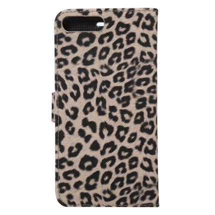 Funda de cuero con tapa horizontal con textura de leopardo para iPhone 8 Plus y 7 Plus con soporte, ranuras para tarjetas y billetera, para 8P y 7P