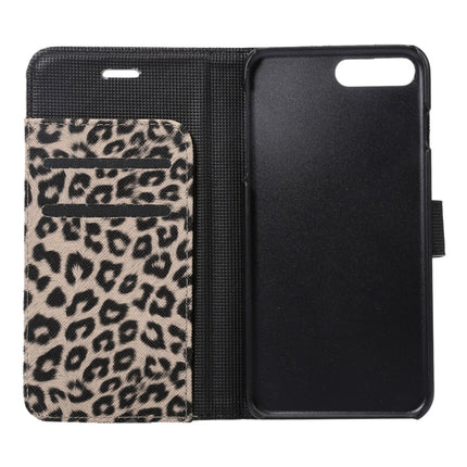 Funda de cuero con tapa horizontal con textura de leopardo para iPhone 8 Plus y 7 Plus con soporte, ranuras para tarjetas y billetera, para 8P y 7P