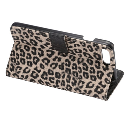 Funda de cuero con tapa horizontal con textura de leopardo para iPhone 8 Plus y 7 Plus con soporte, ranuras para tarjetas y billetera, para 8P y 7P