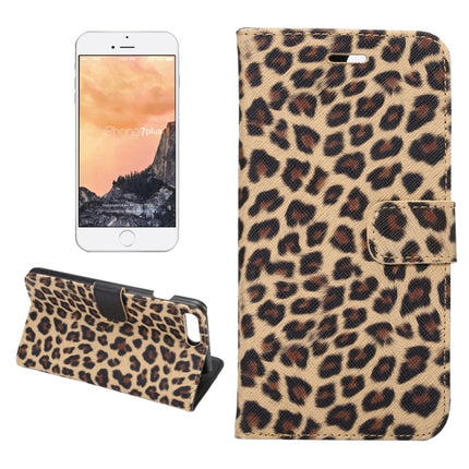 Funda de cuero con tapa horizontal con textura de leopardo para iPhone 8 Plus y 7 Plus con soporte, ranuras para tarjetas y billetera, para 8P y 7P