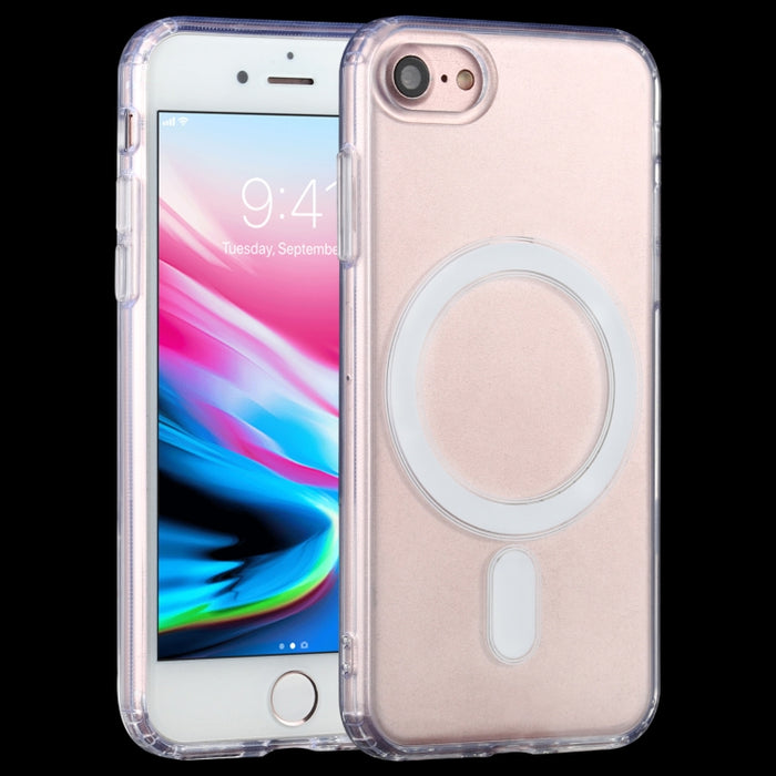 Para iPhone SE 2020/8 Estuche Magsafe con anillo magnético simple Estuche todo incluido de acrílico transparente PC + TPU a prueba de golpes, para iPhone SE 2020