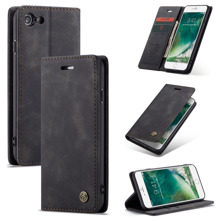 CaseMe-013 - Funda de piel con tapa horizontal multifuncional retro esmerilada para iPhone 7/8, con ranura para tarjetas, soporte y billetera, para iPhone 7/8
