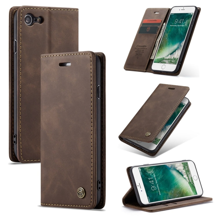 CaseMe-013 - Funda de piel con tapa horizontal multifuncional retro esmerilada para iPhone 7/8, con ranura para tarjetas, soporte y billetera, para iPhone 7/8