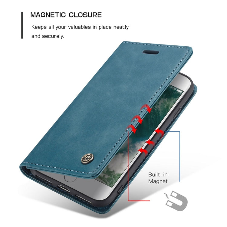 CaseMe-013 - Funda de piel con tapa horizontal multifuncional retro esmerilada para iPhone 7/8, con ranura para tarjetas, soporte y billetera, para iPhone 7/8