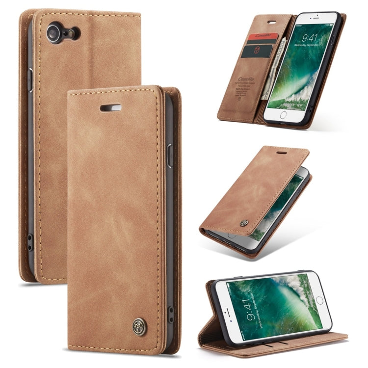 CaseMe-013 - Funda de piel con tapa horizontal multifuncional retro esmerilada para iPhone 7/8, con ranura para tarjetas, soporte y billetera, para iPhone 7/8