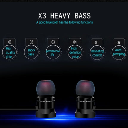 Auriculares intrauditivos deportivos con absorción magnética X3 con Bluetooth 5.0 y micrófono HD, compatible con llamadas manos libres, distancia: 10 m