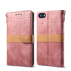 Splicing Color Crocodile Texture PU Horizontal Flip Leather Case for iPhone 7 / 8, with Wallet & Holder & Card Slots & Lanyard, For iPhone 7 / 8