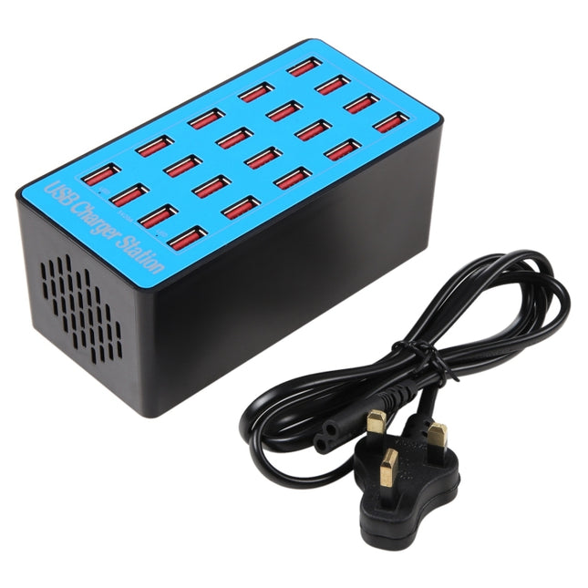 WLX-A5+ 100 W Ladestation mit 20 USB-Anschlüssen, automatisch zugewiesenes intelligentes Ladegerät mit LED-Stromanzeige, EU-Stecker, WLX-A5+ EU-Stecker, WLX-A5+ UK-Stecker, WLX-A5+ US-Stecker
