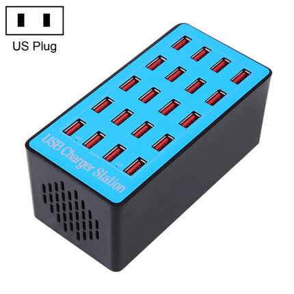 WLX-A5+ 100 W Ladestation mit 20 USB-Anschlüssen, automatisch zugewiesenes intelligentes Ladegerät mit LED-Stromanzeige, EU-Stecker, WLX-A5+ EU-Stecker, WLX-A5+ UK-Stecker, WLX-A5+ US-Stecker