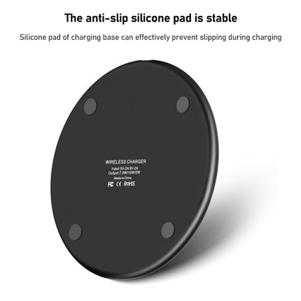 K8 15W Aluminum Alloy Round Desktop Wireless Charger with 1m Type-C Fast Charging Cable, K8