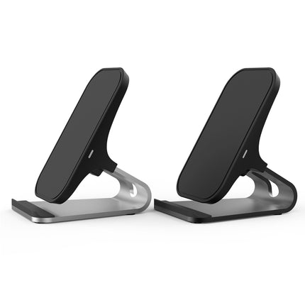 Cargador inalámbrico HAMTOD M5 de 15 W con diseño de bobina doble inteligente y soporte estándar Qi con luz indicadora, compatible con carga rápida, M5 negro, M5 plateado