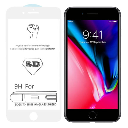 For iPhone 8 / 7 9H 5D White Full Glue Full Screen Tempered Glass Film, For iPhone SE 2020 / 8 / 7 (White) (1 PC)