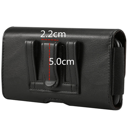 Lambskin Elastic Band Men 4.8 Inch Mobile Phone Universal Hanging Waist Leather Case with Card Slot