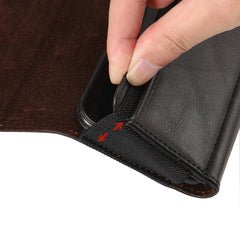 Funda de cuero para teléfono móvil de 4,8 pulgadas con banda elástica de piel de cordero para hombre, universal, para colgar en la cintura, con ranura para tarjetas