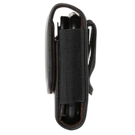 Lambskin Elastic Band Men 4.8 Inch Mobile Phone Universal Hanging Waist Leather Case with Card Slot