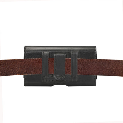 Lambskin Elastic Band Men 4.8 Inch Mobile Phone Universal Hanging Waist Leather Case with Card Slot