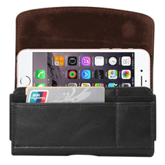 Funda de cuero para teléfono móvil de 4,8 pulgadas con banda elástica de piel de cordero para hombre, universal, para colgar en la cintura, con ranura para tarjetas