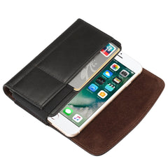 Funda de cuero para teléfono móvil de 4,8 pulgadas con banda elástica de piel de cordero para hombre, universal, para colgar en la cintura, con ranura para tarjetas