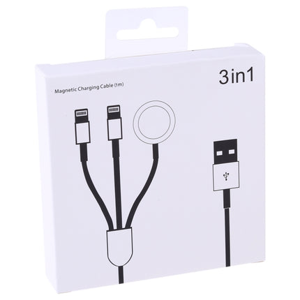 Multi-function 3 In 1 8 Pin Magnetic Charging Cable for iPhone / Apple Watch, Length : 1m