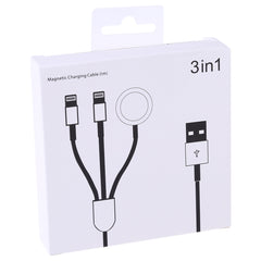 Multi-function 3 In 1 8 Pin Magnetic Charging Cable for iPhone / Apple Watch, Length : 1m