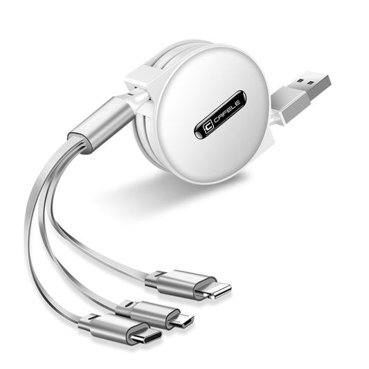 CAFELE 3 In 1 8 Pin + Micro USB + Type-C / USB-C Charging Data Cable, Length: 1.2m