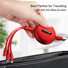 CAFELE 3 In 1 8 Pin + Micro USB + Type-C / USB-C Charging Data Cable, Length: 1.2m