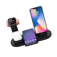 HQ-UD15 5 in 1 8 Pin + Micro USB + USB-C / Type-C Interfaces + 8 Pin Earphone Charging Interface + Wireless Charging Charger Base with Watch Stand (White), with wireless charging Black, with wireless charging White, with wireless charging Silver