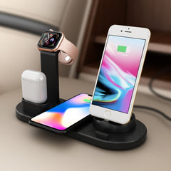 HQ-UD15 5 in 1 8 Pin + Micro USB + USB-C / Type-C Interfaces + 8 Pin Earphone Charging Interface + Wireless Charging Charger Base with Watch Stand (White), with wireless charging Black, with wireless charging White, with wireless charging Silver