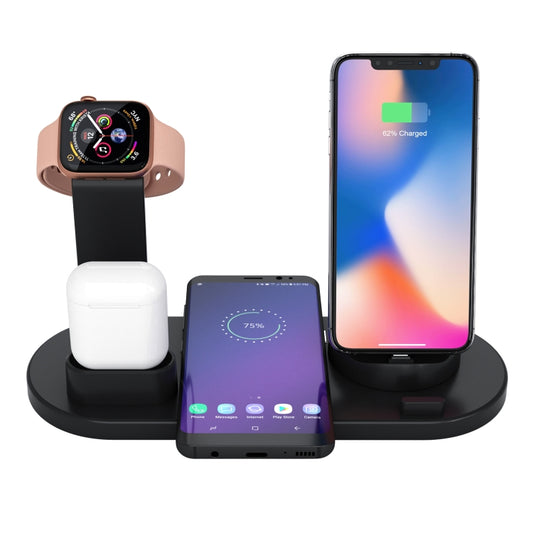 HQ-UD15 5 in 1 8 Pin + Micro USB + USB-C / Type-C Interfaces + 8 Pin Earphone Charging Interface + Wireless Charging Charger Base with Watch Stand (White), with wireless charging Black, with wireless charging White, with wireless charging Silver