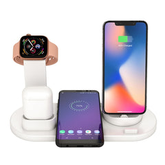 HQ-UD15 5 in 1 8 Pin + Micro USB + USB-C / Type-C Interfaces + 8 Pin Earphone Charging Interface + Wireless Charging Charger Base with Watch Stand (White), with wireless charging Black, with wireless charging White, with wireless charging Silver