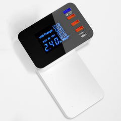 CDA33Q 40W QC 3.0 USB + 3 USB Ports + USB-C / Type-C Ports Multi-function Charger with LED Display, EU Plug