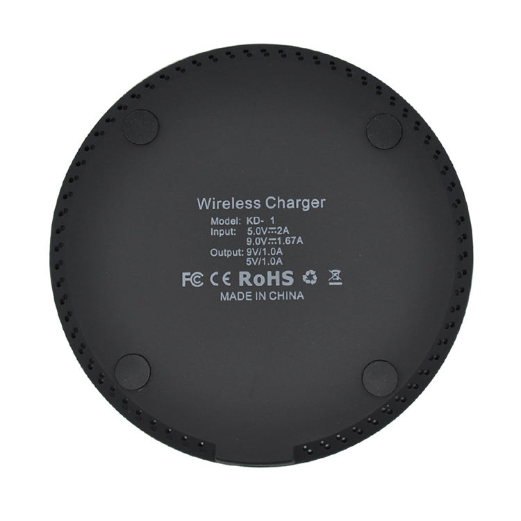 KD-1 Ultra-thin 10W Fast Charging Wireless Charger for Android Phones & iPhone, Fast Charging, Black