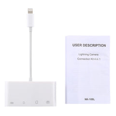 NK-108L 8 Pin to USB + TF Card + SD Card Camera Reader Adapter, Compatible with IOS 9.1 and Above Systems, NK-108L