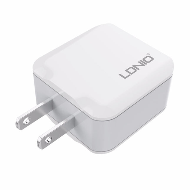 LDNIO A2201 2.4A - Cargador adaptador de teléfono móvil con carga directa para viajes con cabezal de carga USB dual y cable de datos de 8 pines, 8 pines
