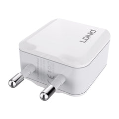 LDNIO A2201 2.4A - Cargador adaptador de teléfono móvil con carga directa para viajes con cabezal de carga USB dual y cable de datos tipo C, tipo C