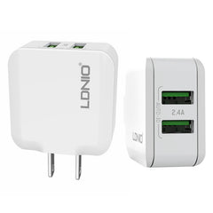 LDNIO A2201 2.4A - Cargador adaptador de teléfono móvil con carga directa para viajes con cabezal de carga USB dual y cable de datos tipo C, tipo C