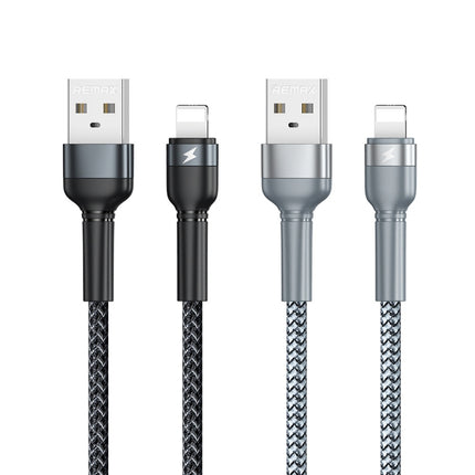 REMAX RC-124i Cable de datos de carga rápida trenzado de aleación de aluminio de 8 pines USB a 2,4 A de 1 m para iPhone, iPad, 8 pines
