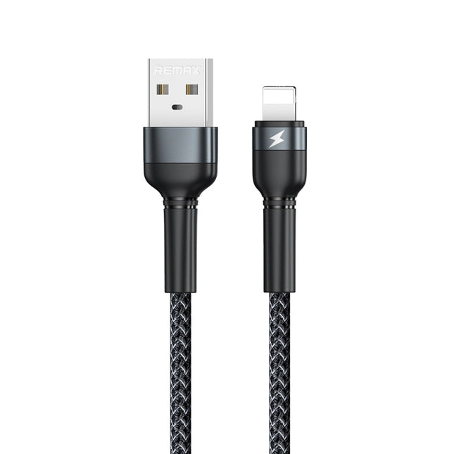 REMAX RC-124i Cable de datos de carga rápida trenzado de aleación de aluminio de 8 pines USB a 2,4 A de 1 m para iPhone, iPad, 8 pines