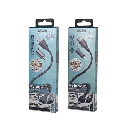 REMAX RC-011 1.2m 2.4A 4-in-1 USB to USB-C / Type-Cx2 + 8 Pin Fast Charging Data Cable