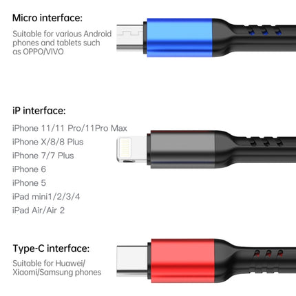 awei CL-971 3 in 1 1.2m 2.4A USB to 8 Pin + Micro USB + USB-C / Type-C Multi Charging Cable