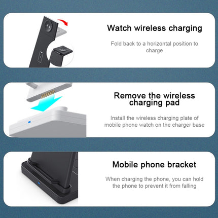 HQ-UD21 3 in 1 Folding Mobile Phone Watch Multi-Function Charging Stand Wireless Charger for iPhones & Apple Watch & Airpods