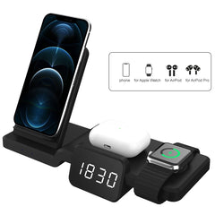 C100 5 In 1 Uhr Drahtlose Ladegerät Lade Halter Stand Station Für iPhone / Apple Uhr / AirPods