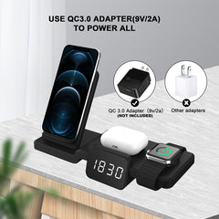 C100 5 In 1 Uhr Drahtlose Ladegerät Lade Halter Stand Station Für iPhone / Apple Uhr / AirPods