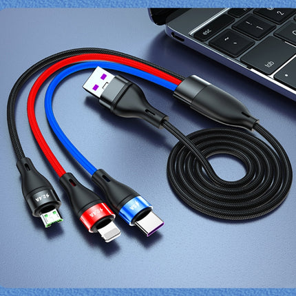 Cable de datos de carga rápida USB a Micro USB + USB-C / Tipo-C + 8 pines de 40 W y 5 A, longitud del cable: 1,2 m, 1,2 m