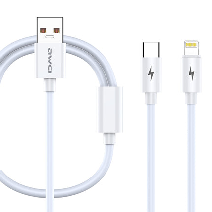 awei CL-79 2 in 1 1.2m USB to 8 Pin + USB-C / Type-C Multi Charging Cable