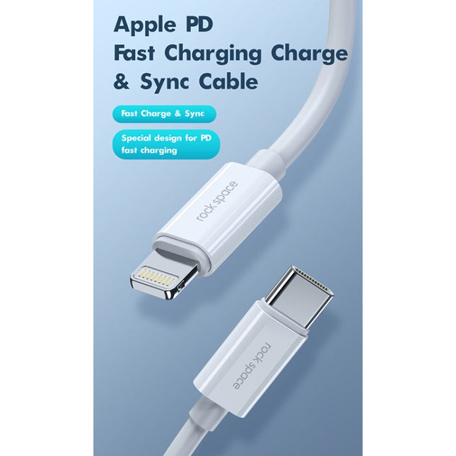ROCK Space Z19 PD  20W 3A USB-C / Type-C to 8 Pin Fast Charging TPE Data Cable, Cable Length: 1m, Z19