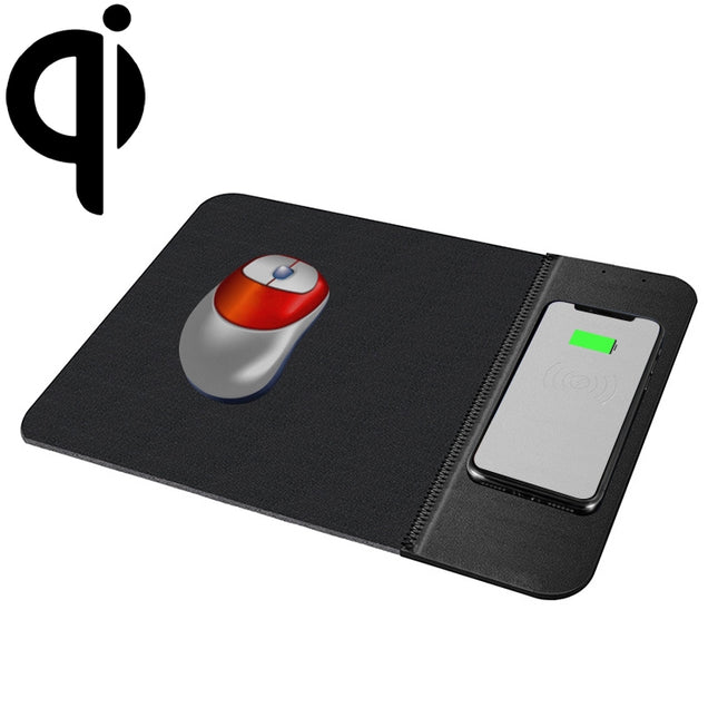 Alfombrilla de goma para ratón con cargador inalámbrico QI estándar de 10 W OJD-36, tamaño: 26,2 x 19,8 x 0,65 cm