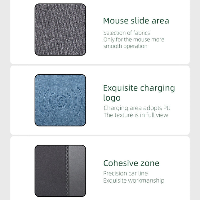 OJD-36 QI Standard 10W Lighting Wireless Charger Rubber Mouse Pad, Size: 26.2 x 19.8 x 0.65cm